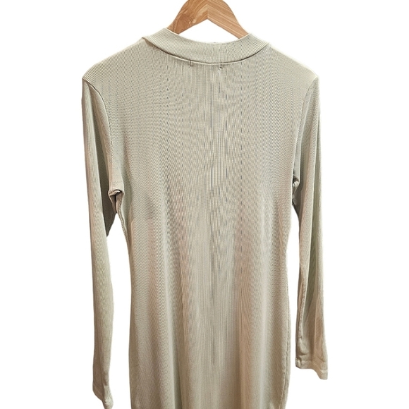 Young Fabulous & Broke Sage Green Ribbed Long Sleeve Bodycon Midi Dress Large - Picture 9 of 13